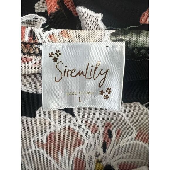 Siren Lily 2 Piece Tank Dress & Cardigan Size L Black Floral Long Bell-Sleeve - Picture 8 of 12